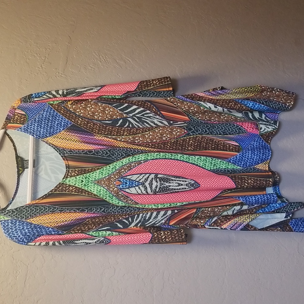 VALENTINA Sz M, Multi Color, 3/4 Sleeve Tunic, NWOT CL#102